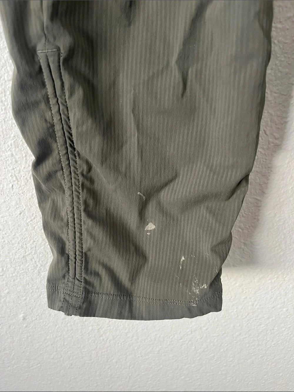 Lululemon Beyond the Studio Cropped Grey Sage Athletic Pants Size 4 STAIN